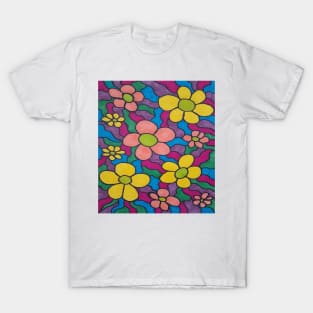 Funky Colorful Daisy Retro Art T-Shirt